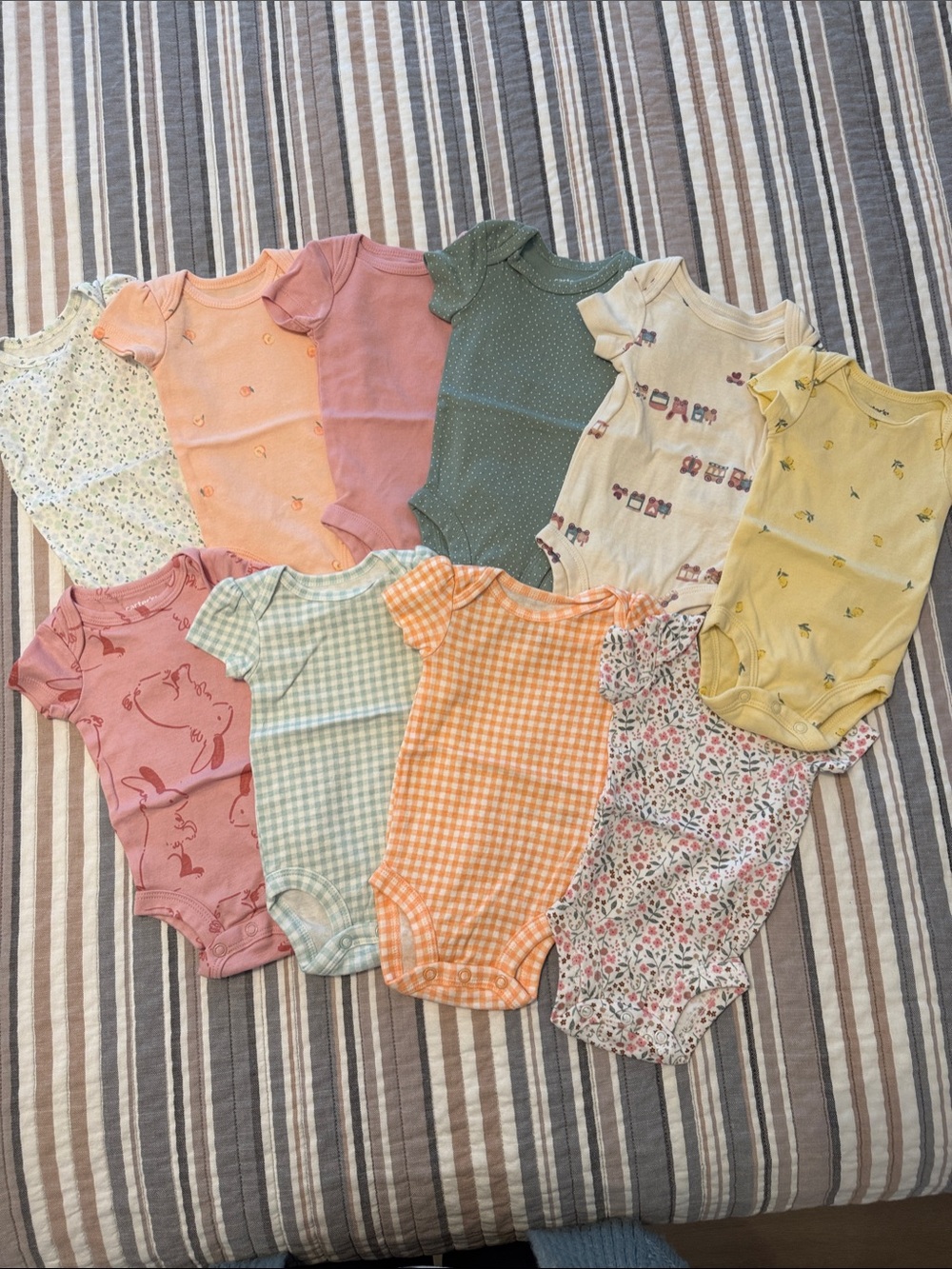 Assorted Baby Girls Short-Sleeve Onesies - Pastel Mix washed but never worn.